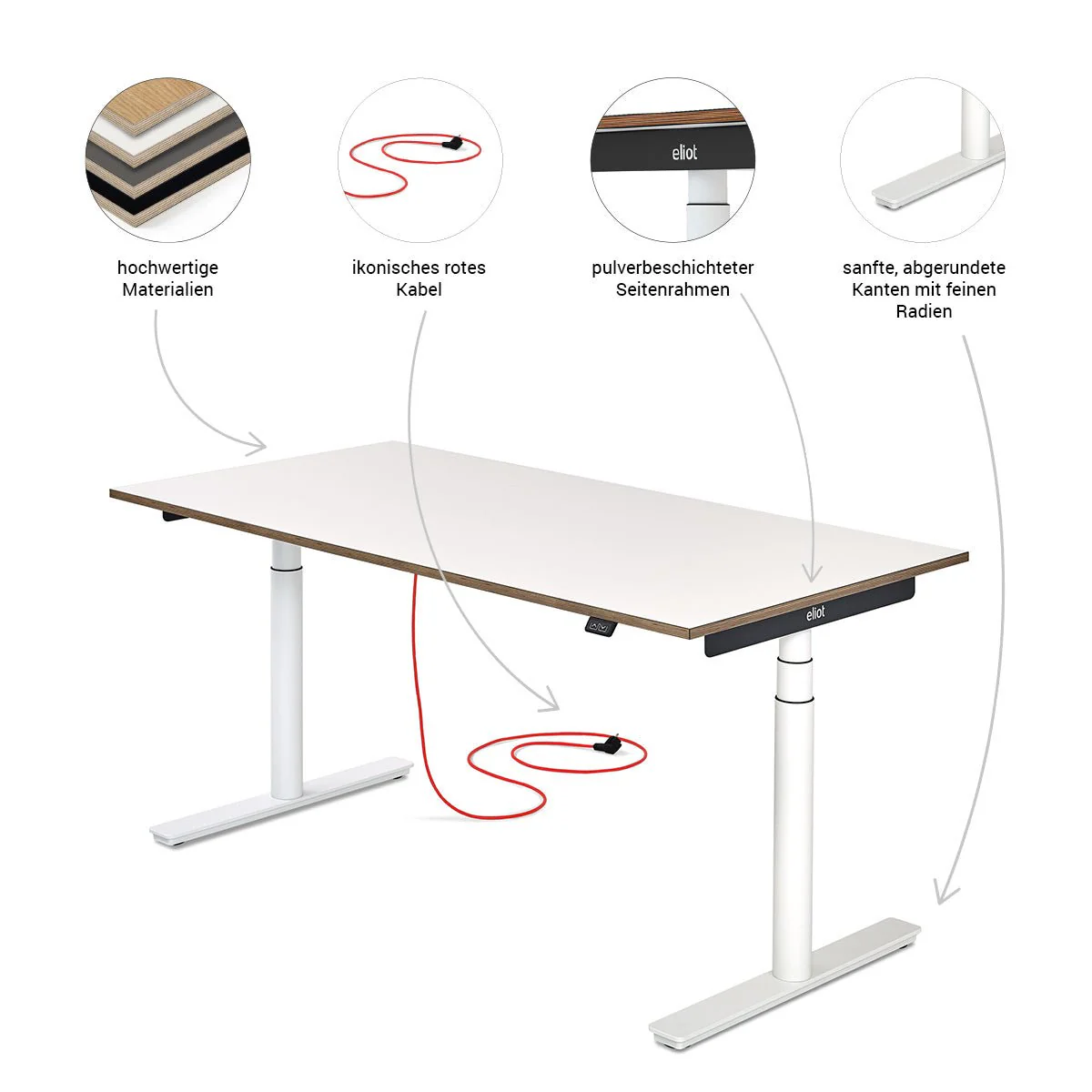 Eliot Original White Tischplatte Design White 160x80cm - Image 3